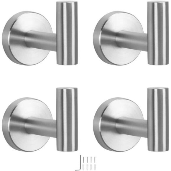Stainless Steel Wall Mounted Towel Hooks Heavy Duty for Bathroom Kitchen Garage - Picture 1 of 7